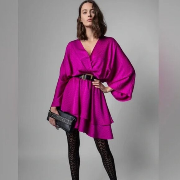 Zadig & Voltaire Women's Silk Cyclamen Pink Hailey Dress in Size XS - Picture 14 of 14